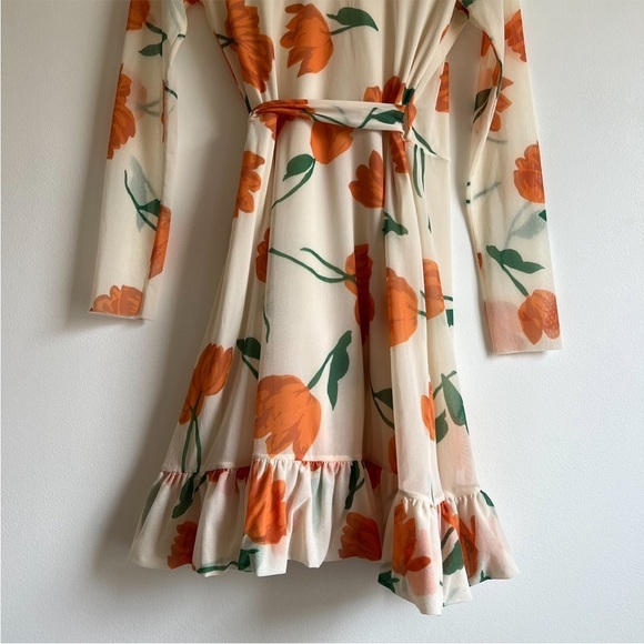 Ganni Tilden Mesh Wrap Dress in Vanilla Ice - Picture 11 of 16